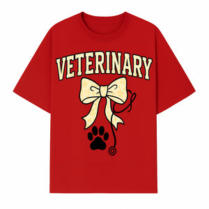 Veterinary Logo Design with Bow and Paw Print for Pet Care Businesses - T-shirt 1758347441519.jpg