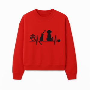 Heartbeat Pet Wall Art - Dog, Cat & Paw Print Decor - Love for Pets - Vinyl Decal for Animal Lovers - Home Decor Gift - Sweatshirt 1758347442696.jpg