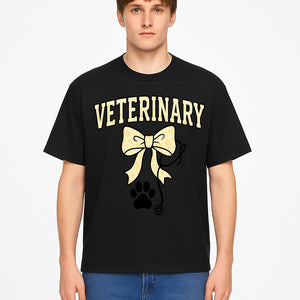Veterinary Logo Design with Bow and Paw Print for Pet Care Businesses - T-shirt 1758347442937.jpg