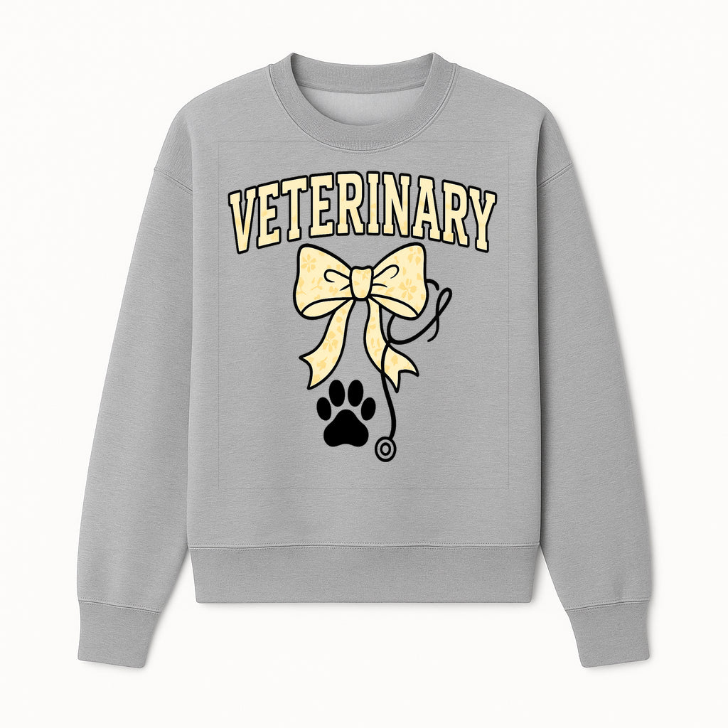 Veterinary Logo Design with Bow and Paw Print for Pet Care Businesses - Sweatshirt 1758347443198.jpg