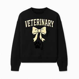 Veterinary Logo Design with Bow and Paw Print for Pet Care Businesses - Sweatshirt 1758347443368.jpg