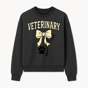 Veterinary Logo Design with Bow and Paw Print for Pet Care Businesses - Sweatshirt 1758347443485.jpg