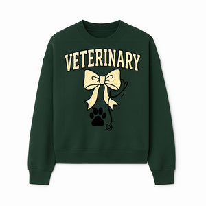 Veterinary Logo Design with Bow and Paw Print for Pet Care Businesses - Sweatshirt 1758347443609.jpg