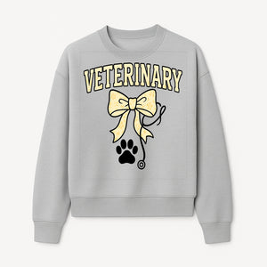 Veterinary Logo Design with Bow and Paw Print for Pet Care Businesses - Sweatshirt 1758347443768.jpg