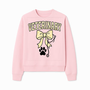 Veterinary Logo Design with Bow and Paw Print for Pet Care Businesses - Sweatshirt 1758347444036.jpg