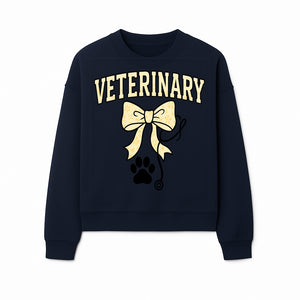 Veterinary Logo Design with Bow and Paw Print for Pet Care Businesses - Sweatshirt 1758347444307.jpg