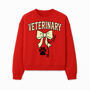 Veterinary Logo Design with Bow and Paw Print for Pet Care Businesses - Sweatshirt 1758347444435.jpg