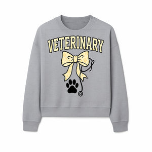 Veterinary Logo Design with Bow and Paw Print for Pet Care Businesses - Sweatshirt 1758347444585.jpg