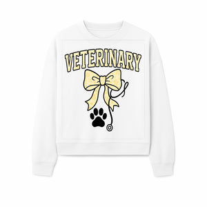 Veterinary Logo Design with Bow and Paw Print for Pet Care Businesses - Sweatshirt 1758347444717.jpg