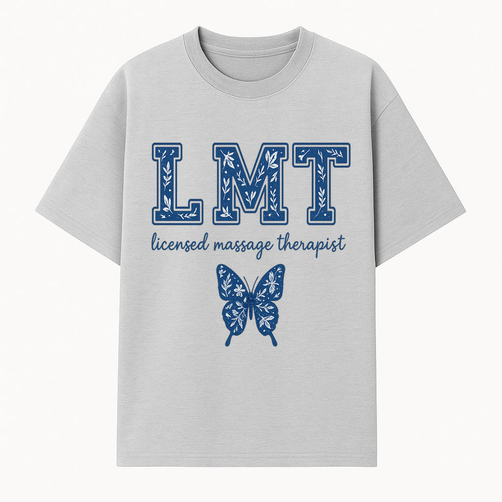 LMT Licensed Massage Therapist Butterfly Art Print - Floral Design Wall Decor for Wellness Studio - T-shirt 1758350845957.jpg