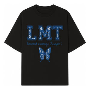 LMT Licensed Massage Therapist Butterfly Art Print - Floral Design Wall Decor for Wellness Studio - T-shirt 1758350846066.jpg