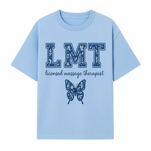 LMT Licensed Massage Therapist Butterfly Art Print - Floral Design Wall Decor for Wellness Studio - T-shirt 1758350846606.jpg