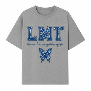 LMT Licensed Massage Therapist Butterfly Art Print - Floral Design Wall Decor for Wellness Studio - T-shirt 1758350847242.jpg