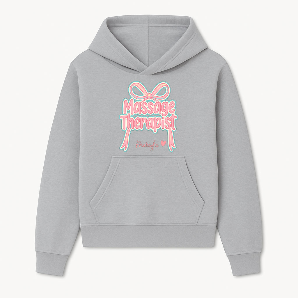 Personalized Massage Therapist Sign with Bow | Custom Name Wall Decor for Spa or Relaxation Room | Pink Neon Aesthetic - Hoodie 1758350848497.jpg
