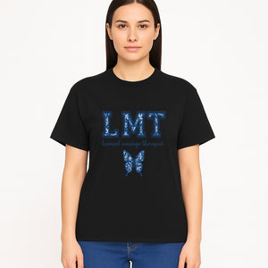 LMT Licensed Massage Therapist Butterfly Art Print - Floral Design Wall Decor for Wellness Studio - T-shirt 1758350848659.jpg