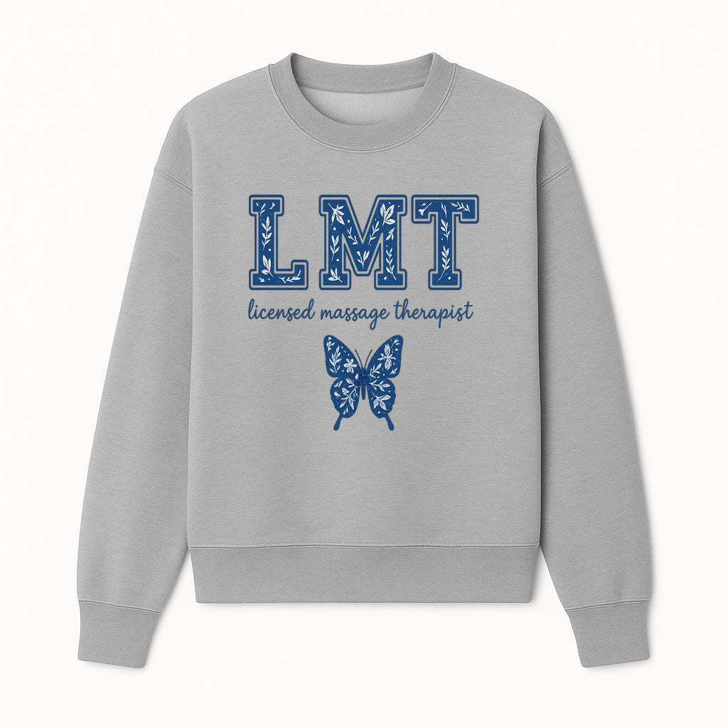 LMT Licensed Massage Therapist Butterfly Art Print - Floral Design Wall Decor for Wellness Studio - Sweatshirt 1758350848784.jpg