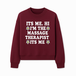 Funny Massage Therapist T-Shirt | It's Me, Hi | Floral Design | Cute Gift for Wellness Lovers - Sweatshirt 1758350849284.jpg