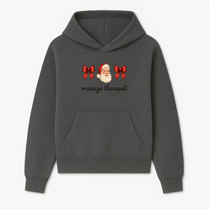 Christmas Massage Therapist Gift | Santa Illustration with Bows | Relaxation Spa Decor | Holiday Therapy Humor - Hoodie 1758350852152.jpg