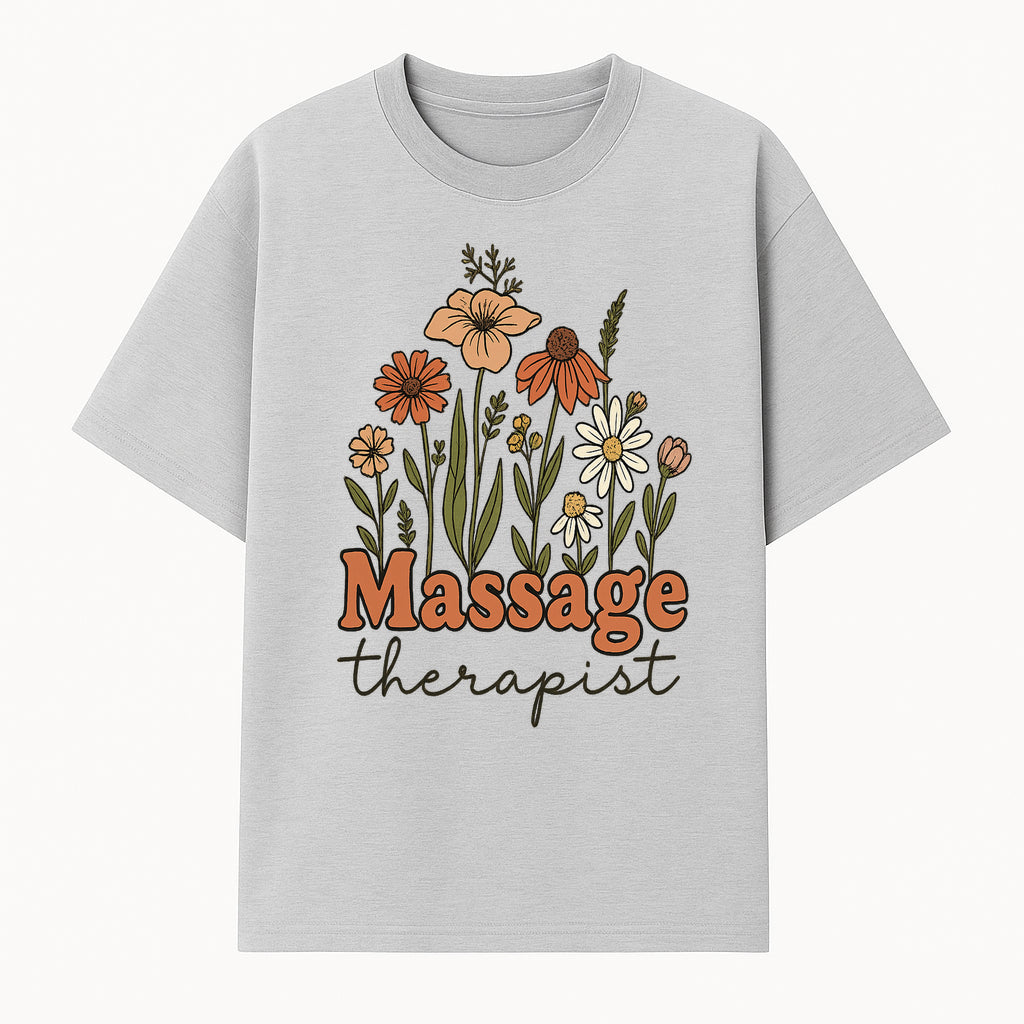 Floral Massage Therapist Design | Spa Decor | Wellness Gift | Handmade Art Print | Relaxation Therapy Decor | Gift for Massage Therapists - T-shirt 1758350852372.jpg