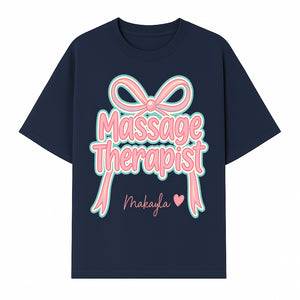 Personalized Massage Therapist Sign with Bow | Custom Name Wall Decor for Spa or Relaxation Room | Pink Neon Aesthetic - T-shirt 1758350852447.jpg