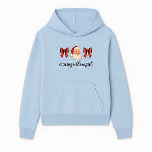 Christmas Massage Therapist Gift | Santa Illustration with Bows | Relaxation Spa Decor | Holiday Therapy Humor - Hoodie 1758350852570.jpg