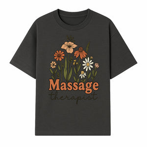 Floral Massage Therapist Design | Spa Decor | Wellness Gift | Handmade Art Print | Relaxation Therapy Decor | Gift for Massage Therapists - T-shirt 1758350852626.jpg