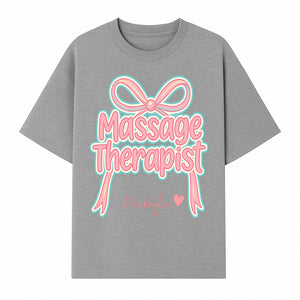 Personalized Massage Therapist Sign with Bow | Custom Name Wall Decor for Spa or Relaxation Room | Pink Neon Aesthetic - T-shirt 1758350852703.jpg