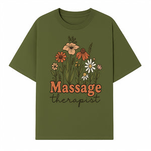 Floral Massage Therapist Design | Spa Decor | Wellness Gift | Handmade Art Print | Relaxation Therapy Decor | Gift for Massage Therapists - T-shirt 1758350852759.jpg