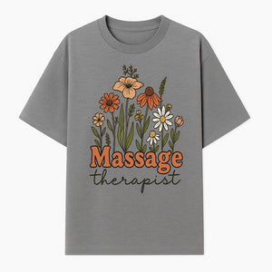 Floral Massage Therapist Design | Spa Decor | Wellness Gift | Handmade Art Print | Relaxation Therapy Decor | Gift for Massage Therapists - T-shirt 1758350852894.jpg