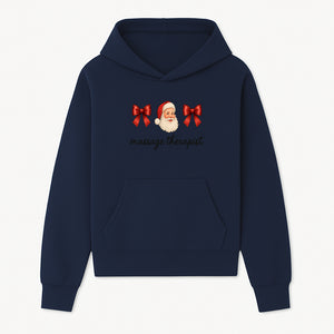Christmas Massage Therapist Gift | Santa Illustration with Bows | Relaxation Spa Decor | Holiday Therapy Humor - Hoodie 1758350853054.jpg