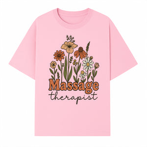 Floral Massage Therapist Design | Spa Decor | Wellness Gift | Handmade Art Print | Relaxation Therapy Decor | Gift for Massage Therapists - T-shirt 1758350853173.jpg