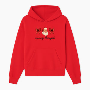 Christmas Massage Therapist Gift | Santa Illustration with Bows | Relaxation Spa Decor | Holiday Therapy Humor - Hoodie 1758350853178.jpg