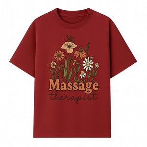 Floral Massage Therapist Design | Spa Decor | Wellness Gift | Handmade Art Print | Relaxation Therapy Decor | Gift for Massage Therapists - T-shirt 1758350853319.jpg