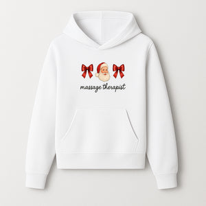 Christmas Massage Therapist Gift | Santa Illustration with Bows | Relaxation Spa Decor | Holiday Therapy Humor - Hoodie 1758350853416.jpg