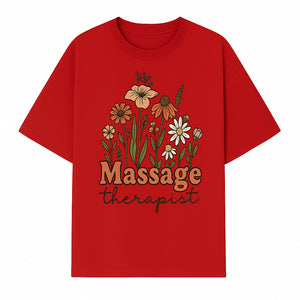 Floral Massage Therapist Design | Spa Decor | Wellness Gift | Handmade Art Print | Relaxation Therapy Decor | Gift for Massage Therapists - T-shirt 1758350853566.jpg