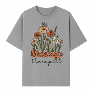 Floral Massage Therapist Design | Spa Decor | Wellness Gift | Handmade Art Print | Relaxation Therapy Decor | Gift for Massage Therapists - T-shirt 1758350853693.jpg
