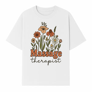 Floral Massage Therapist Design | Spa Decor | Wellness Gift | Handmade Art Print | Relaxation Therapy Decor | Gift for Massage Therapists - T-shirt 1758350853827.jpg