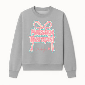 Personalized Massage Therapist Sign with Bow | Custom Name Wall Decor for Spa or Relaxation Room | Pink Neon Aesthetic - Sweatshirt 1758350854243.jpg