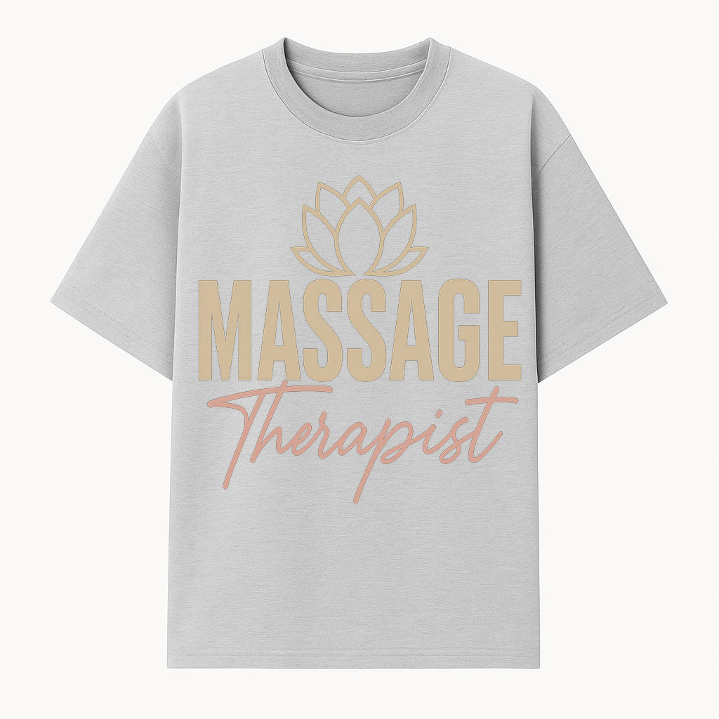 Massage Therapist Signage with Lotus Flower Design, Elegant Home Decor for Spa, Wellness Studio, or Office Ambiance - T-shirt 1758350854325.jpg
