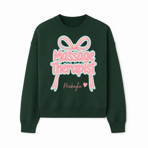 Personalized Massage Therapist Sign with Bow | Custom Name Wall Decor for Spa or Relaxation Room | Pink Neon Aesthetic - Sweatshirt 1758350854628.jpg