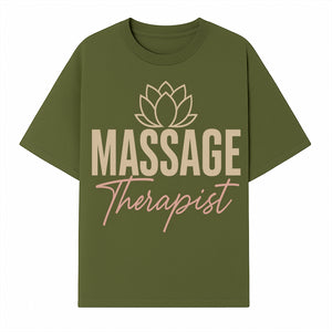 Massage Therapist Signage with Lotus Flower Design, Elegant Home Decor for Spa, Wellness Studio, or Office Ambiance - T-shirt 1758350854761.jpg