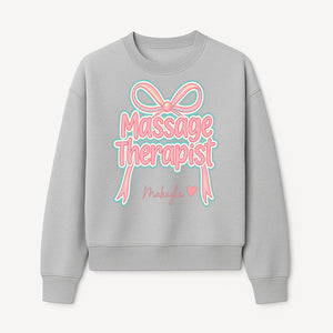 Personalized Massage Therapist Sign with Bow | Custom Name Wall Decor for Spa or Relaxation Room | Pink Neon Aesthetic - Sweatshirt 1758350854774.jpg