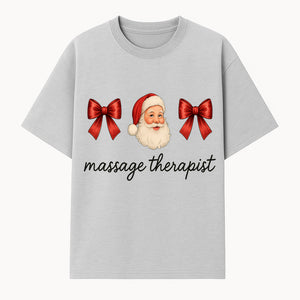 Christmas Massage Therapist Gift | Santa Illustration with Bows | Relaxation Spa Decor | Holiday Therapy Humor - T-shirt 1758350854817.jpg