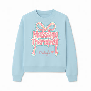 Personalized Massage Therapist Sign with Bow | Custom Name Wall Decor for Spa or Relaxation Room | Pink Neon Aesthetic - Sweatshirt 1758350854901.jpg