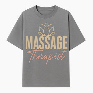 Massage Therapist Signage with Lotus Flower Design, Elegant Home Decor for Spa, Wellness Studio, or Office Ambiance - T-shirt 1758350854902.jpg