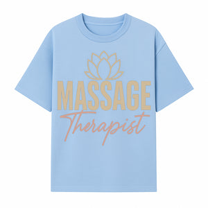 Massage Therapist Signage with Lotus Flower Design, Elegant Home Decor for Spa, Wellness Studio, or Office Ambiance - T-shirt 1758350855011.jpg