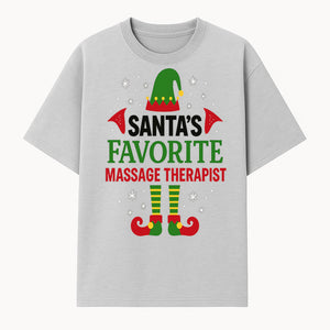 Santa's Favorite Massage Therapist Christmas Gift T-Shirt, Funny Holiday Apparel for Massage Therapists and Elves - T-shirt 1758350855284.jpg
