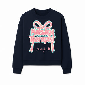 Personalized Massage Therapist Sign with Bow | Custom Name Wall Decor for Spa or Relaxation Room | Pink Neon Aesthetic - Sweatshirt 1758350855286.jpg