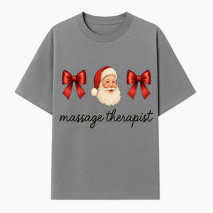 Christmas Massage Therapist Gift | Santa Illustration with Bows | Relaxation Spa Decor | Holiday Therapy Humor - T-shirt 1758350855317.jpg