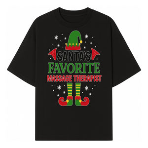Santa's Favorite Massage Therapist Christmas Gift T-Shirt, Funny Holiday Apparel for Massage Therapists and Elves - T-shirt 1758350855423.jpg